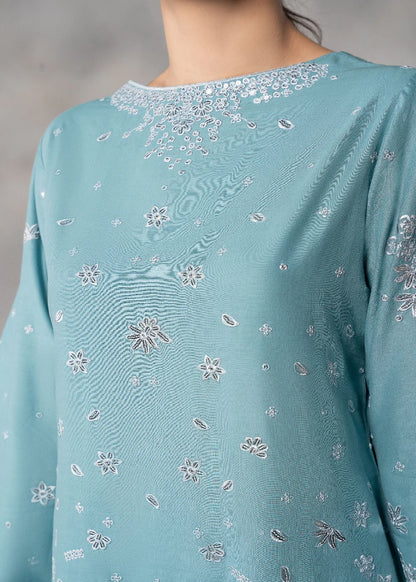 Powder Blue Sequins Embroidered Lawn Suit