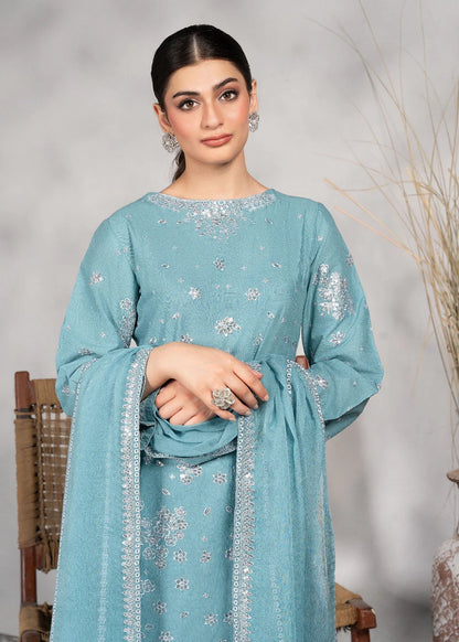 Powder Blue Sequins Embroidered Lawn Suit