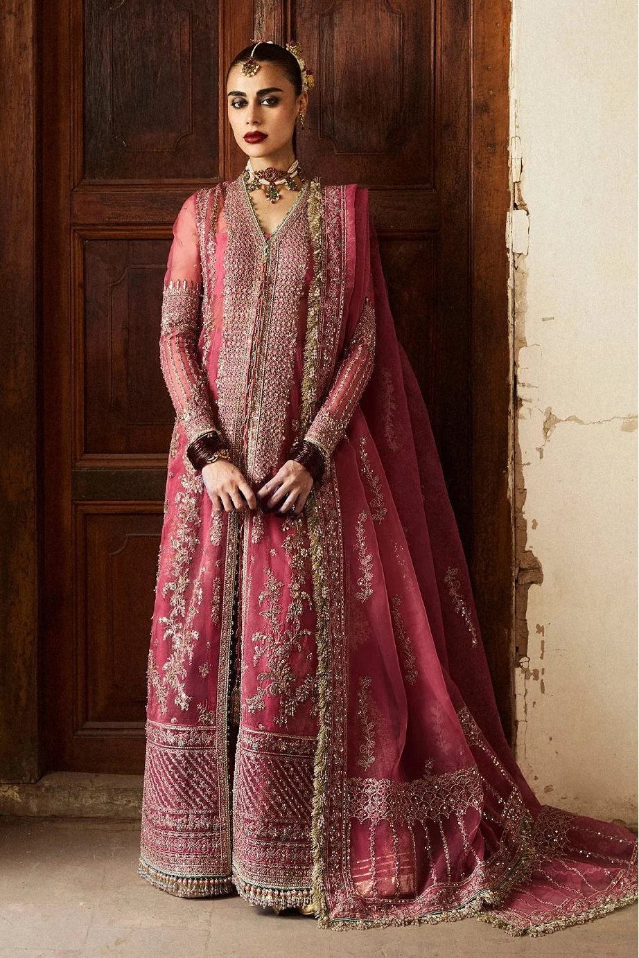 Handmade Tea Pink Pure Organza Suit