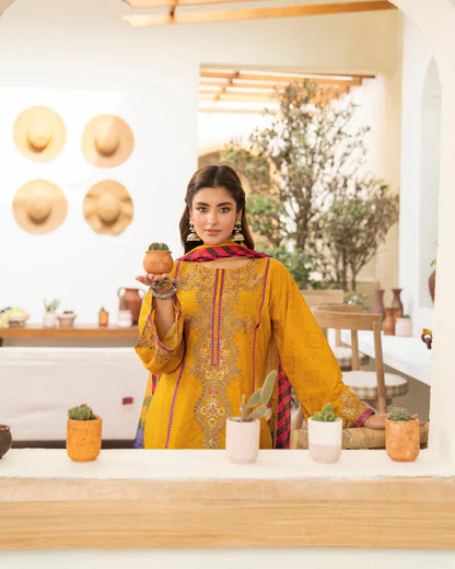 Marigold Tilla Embroidered Pure Cotton Farshi Shalwar Suit