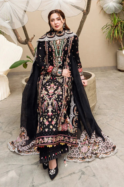Black Heavy Embroidered Pure Lawn Suit