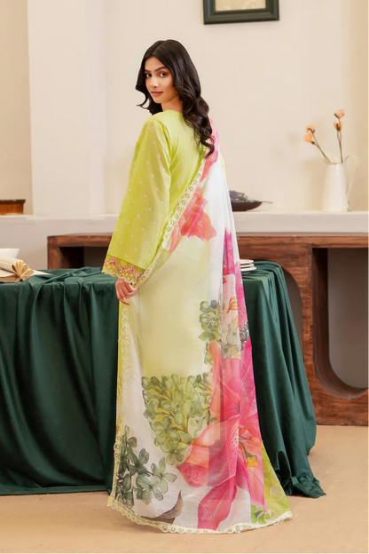 Lime Yellow Pure Cotton Chikankari Suit