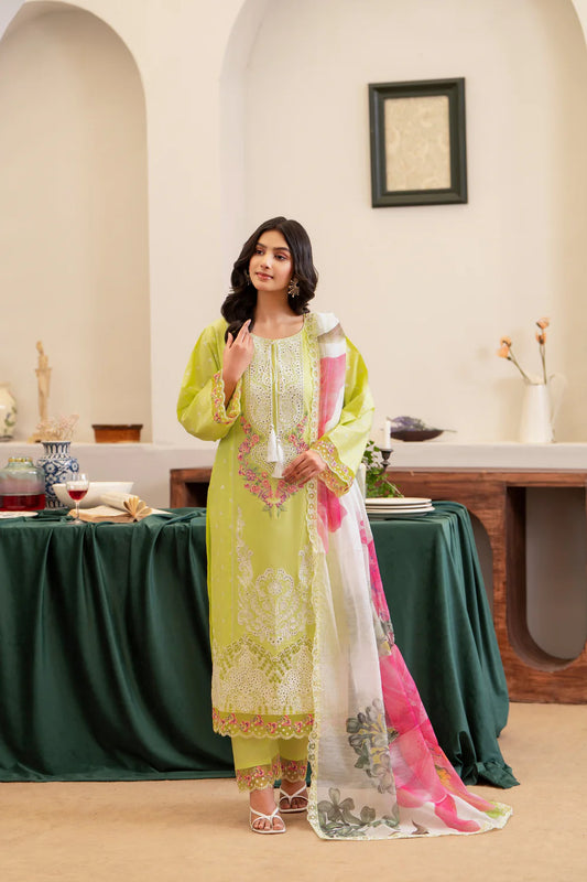 Lime Yellow Pure Cotton Chikankari Suit