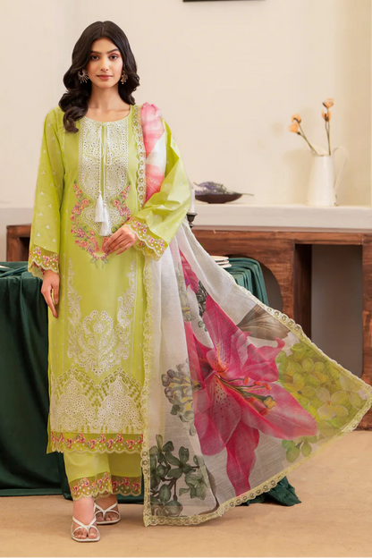 Lime Yellow Pure Cotton Chikankari Suit