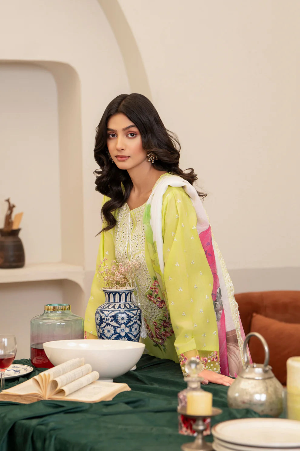 Lime Yellow Pure Cotton Chikankari Suit