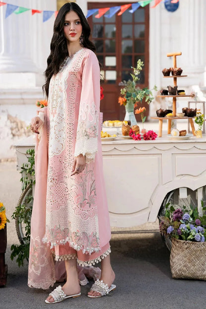 Peach Chikankari Embroidered Lawn Suit
