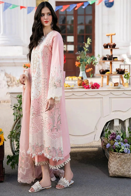 Peach Chikankari Embroidered Lawn Suit