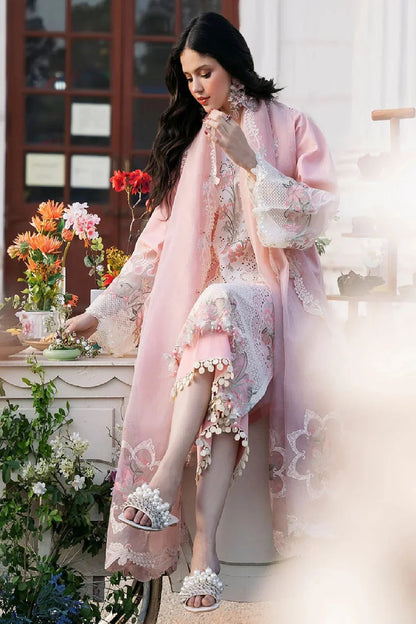 Peach Chikankari Embroidered Lawn Suit