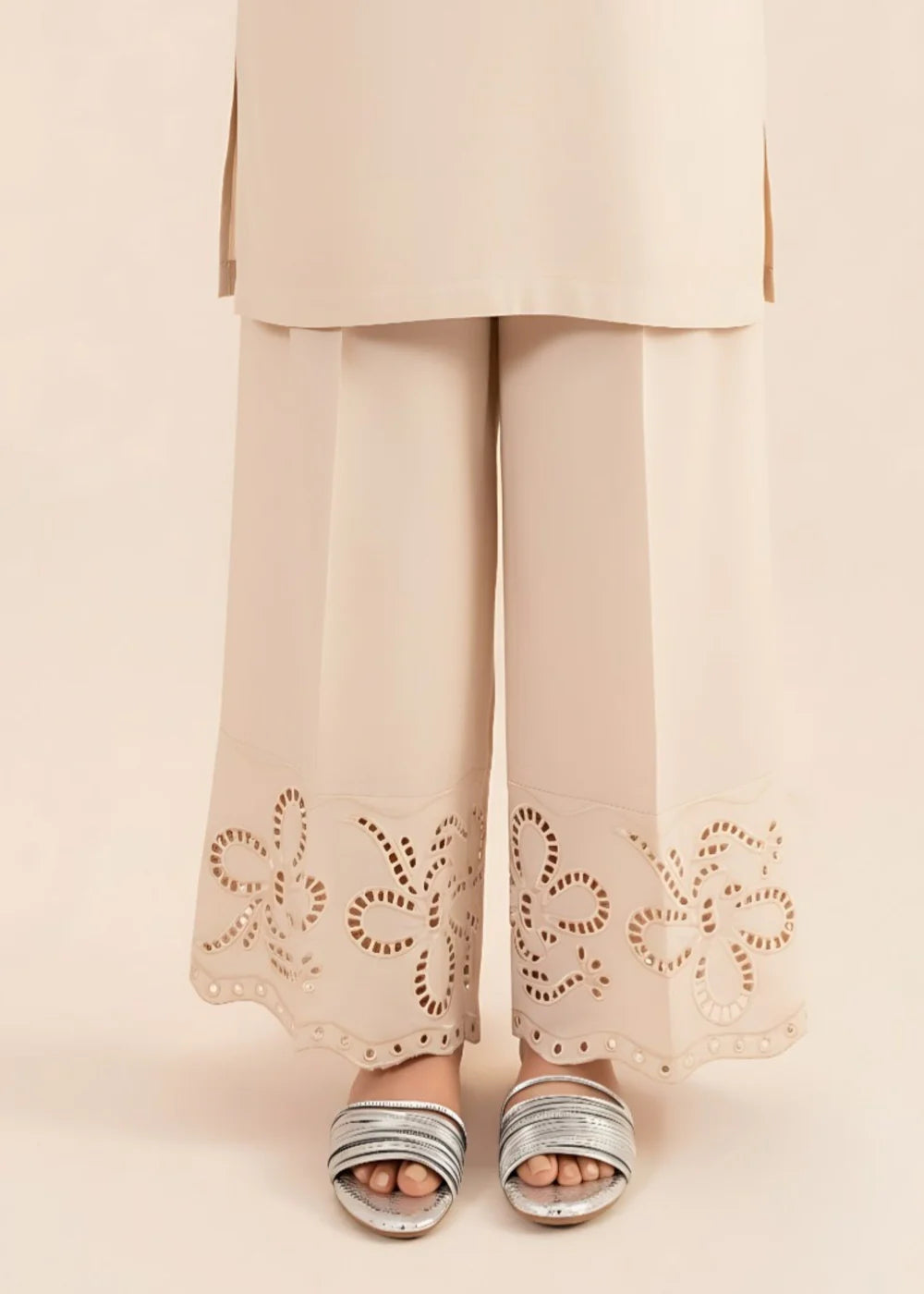 Beige Embossed Dhanak Winter Kurta Set