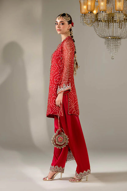 Hand Embroidered Chiffon Chunnari Farshi Shalwar Suit