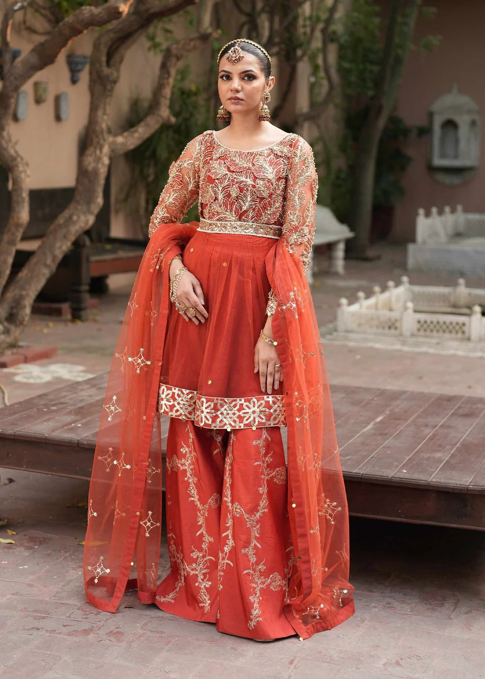 Rust Red Peplum Sharara