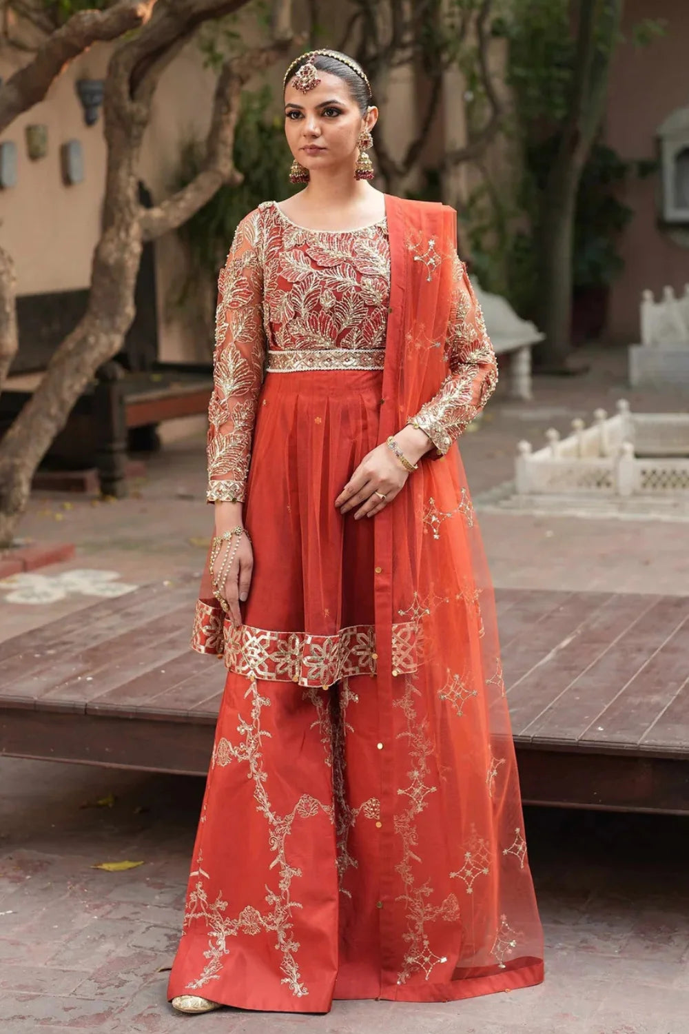 Rust Red Peplum Sharara