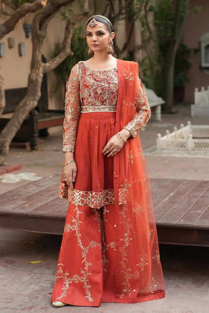 Rust Red Peplum Sharara