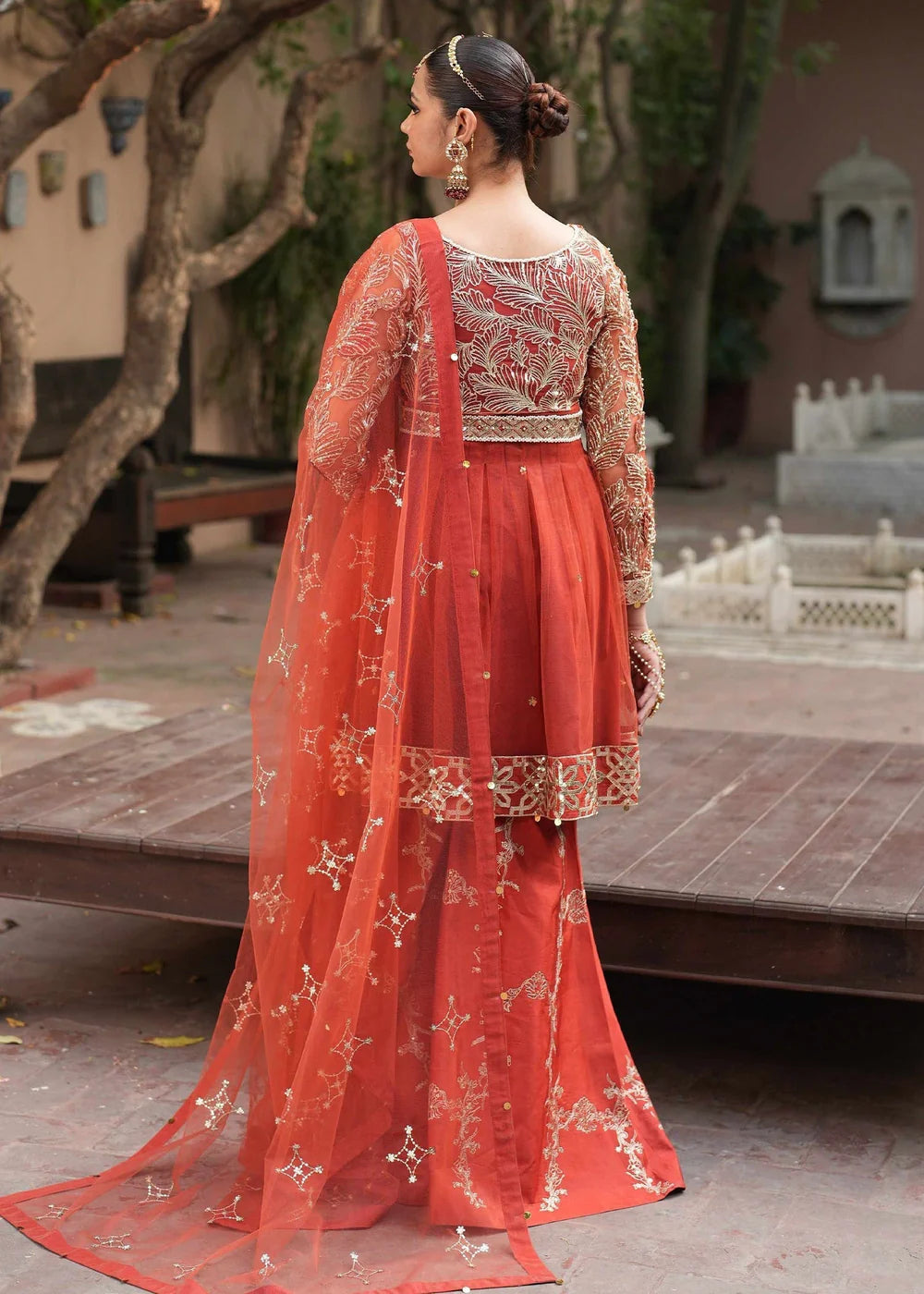 Rust Red Peplum Sharara