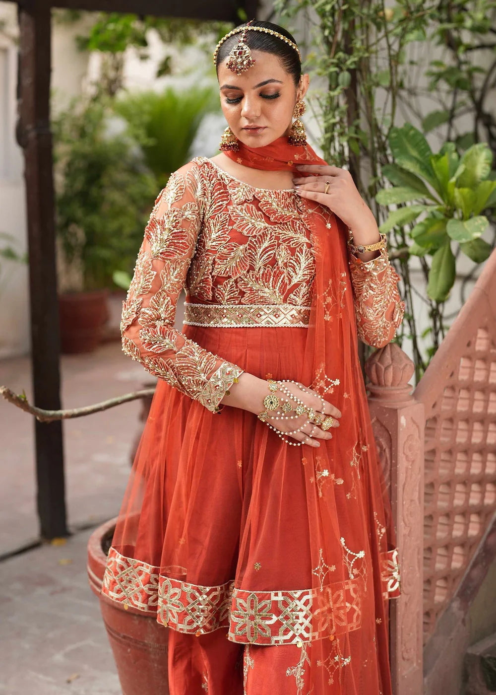 Rust Red Peplum Sharara