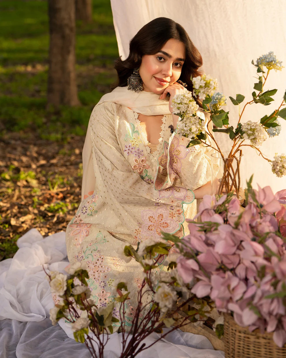 Pastel Yellow Pure Cotton Embroidered Suit with Cutwork Details