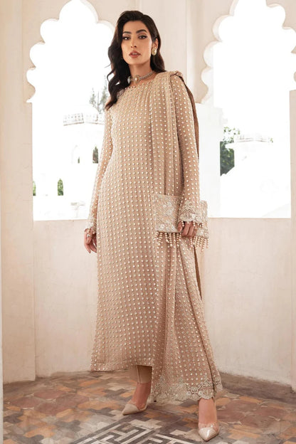 Peach Partywear Suit with Panni Work