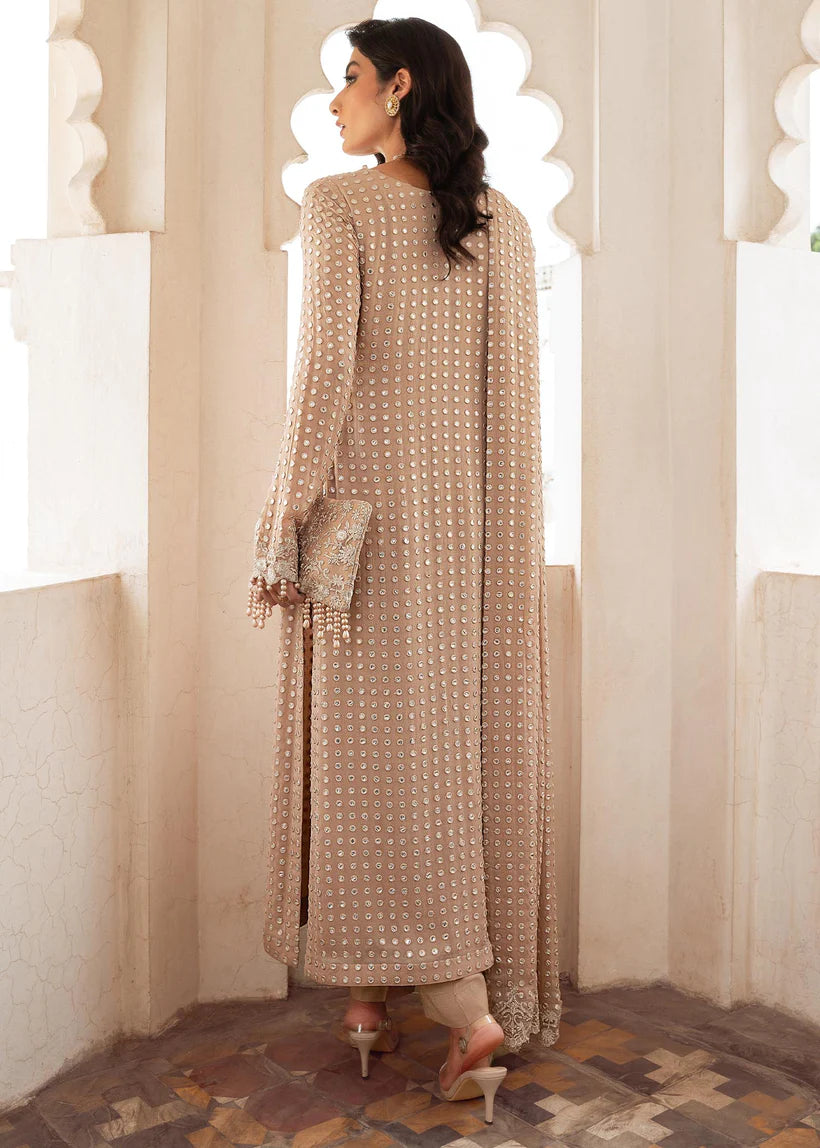 Peach Partywear Suit with Panni Work