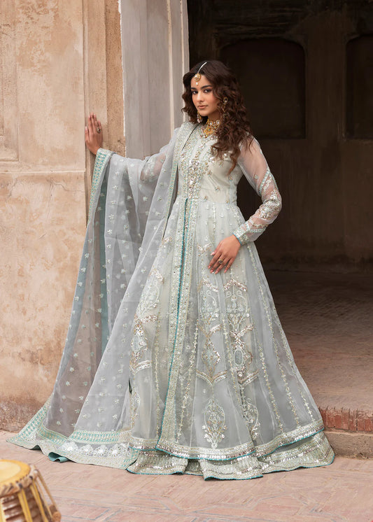 Ice Blue Heavy Embellished A-Line Maxi