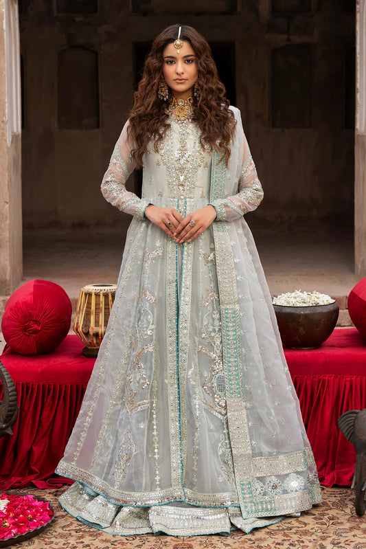 Ice Blue Heavy Embellished A-Line Maxi