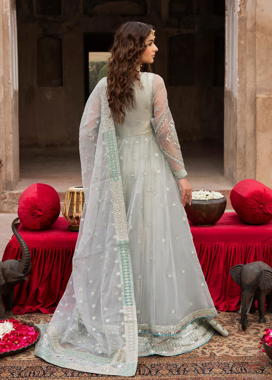 Ice Blue Heavy Embellished A-Line Maxi