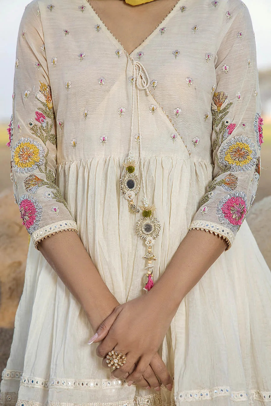 White Paper Cotton Peplum Top with Gharara