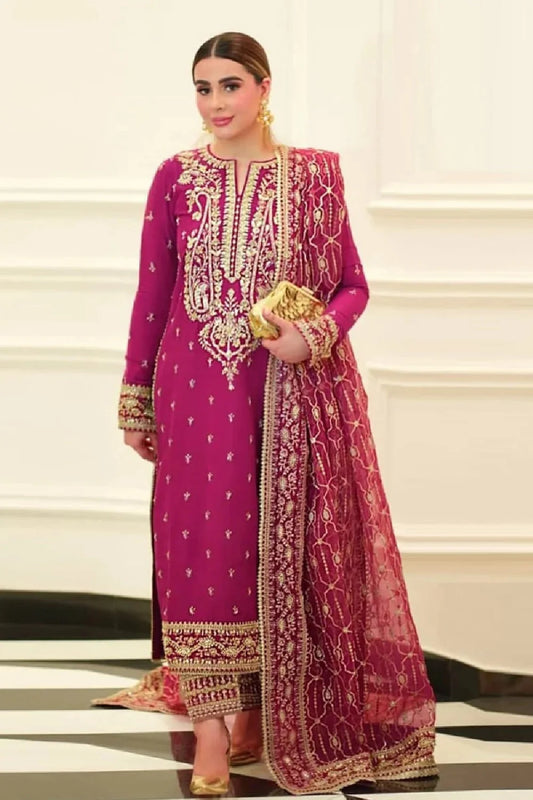 Handmade Rani Pink Pure Raw Silk Suit