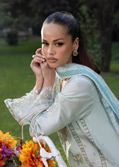 Mint Lawn Suit with Patchwork Embroidery