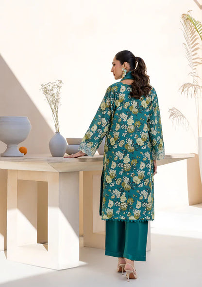 Sea Green Printed Chikankari Lawn Kurta Set with Dupatta