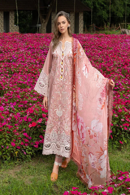 Tea Pink Heavy Embroidered Chikankari Lawn Suit