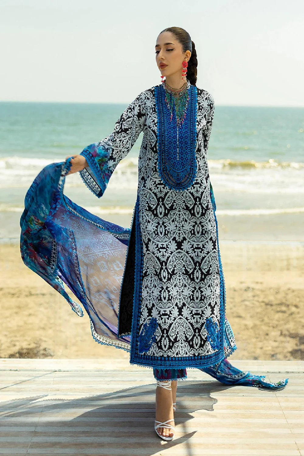 Pure Lawn Suit with Chiffon Dupatta