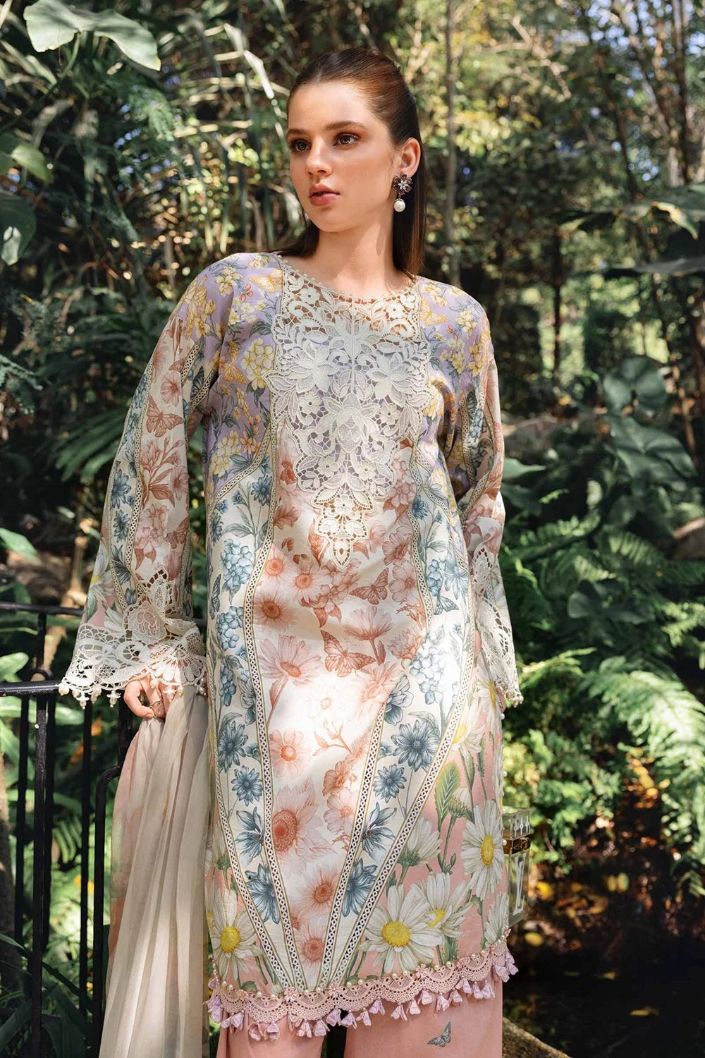 Digital Printed Pure Lawn Suit with Embroidered Laces
