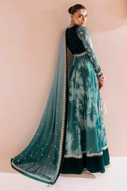 Velvet Jacket Style Sky Blue Lehenga Choli / Anarkali Maxi
