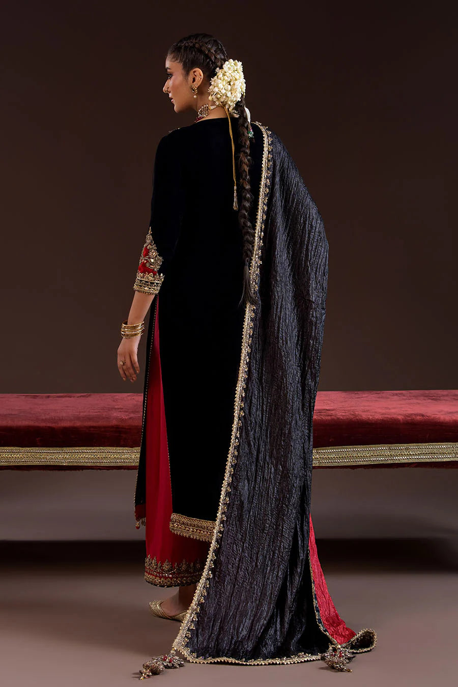 Heavy Handmade Velvet Suit with Silk Dupatta
