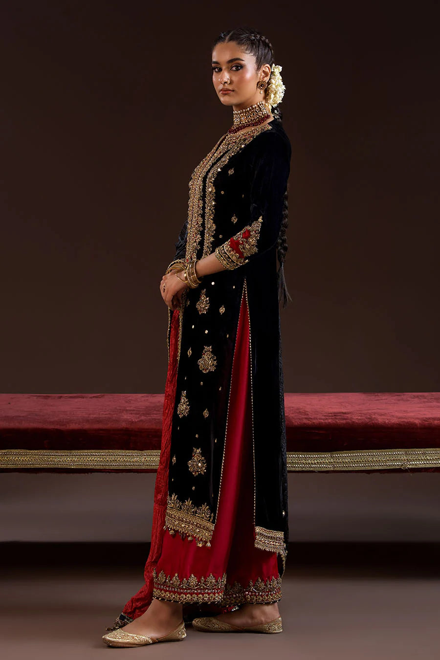 Heavy Handmade Velvet Suit with Silk Dupatta