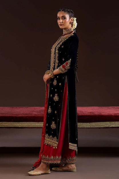 Heavy Handmade Velvet Suit with Silk Dupatta