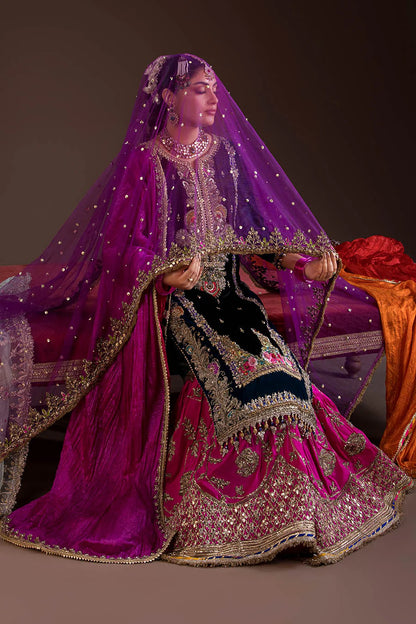 Hand Embroidered Velvet Sharara
