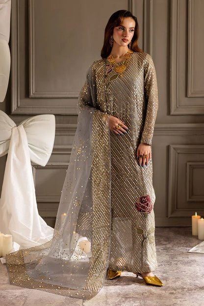 Grey Sequins Embroidered Viral Partywear Suit