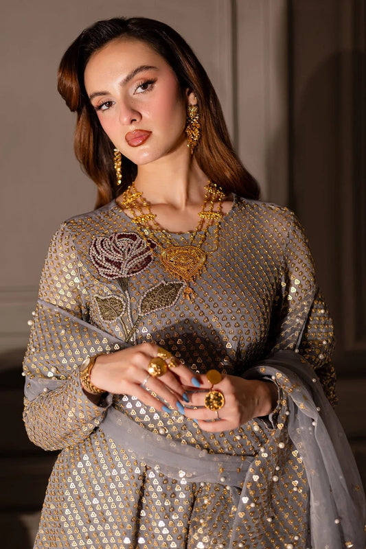 Grey Sequins Embroidered Viral Partywear Suit