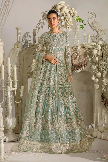 Green Handmade Organza Anarkali Maxi