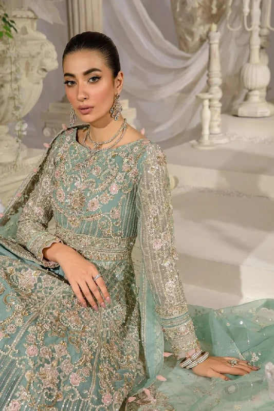 Green Handmade Organza Anarkali Maxi
