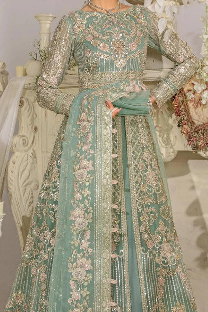 Green Handmade Organza Anarkali Maxi