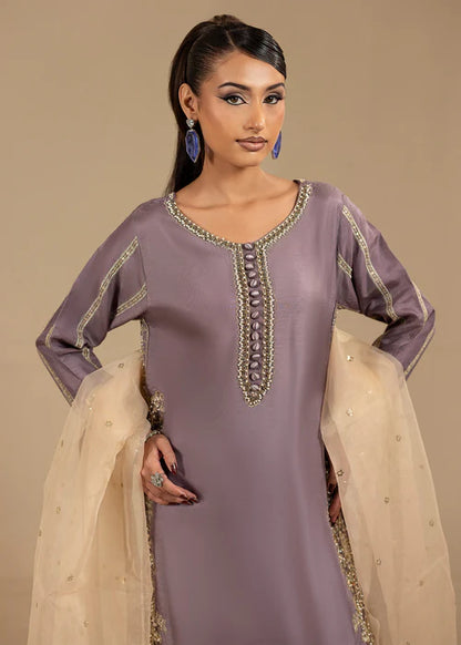 Lilac Hand Embellished Korean Raw Silk Suit