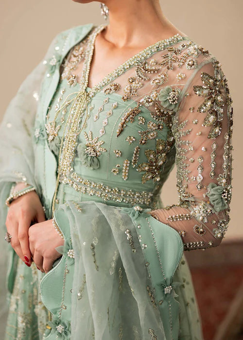 Mint Green Hand Embellished Elegant Maxi