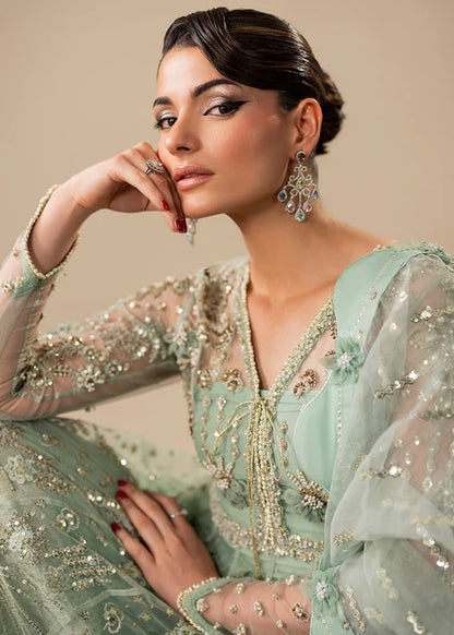 Mint Green Hand Embellished Elegant Maxi