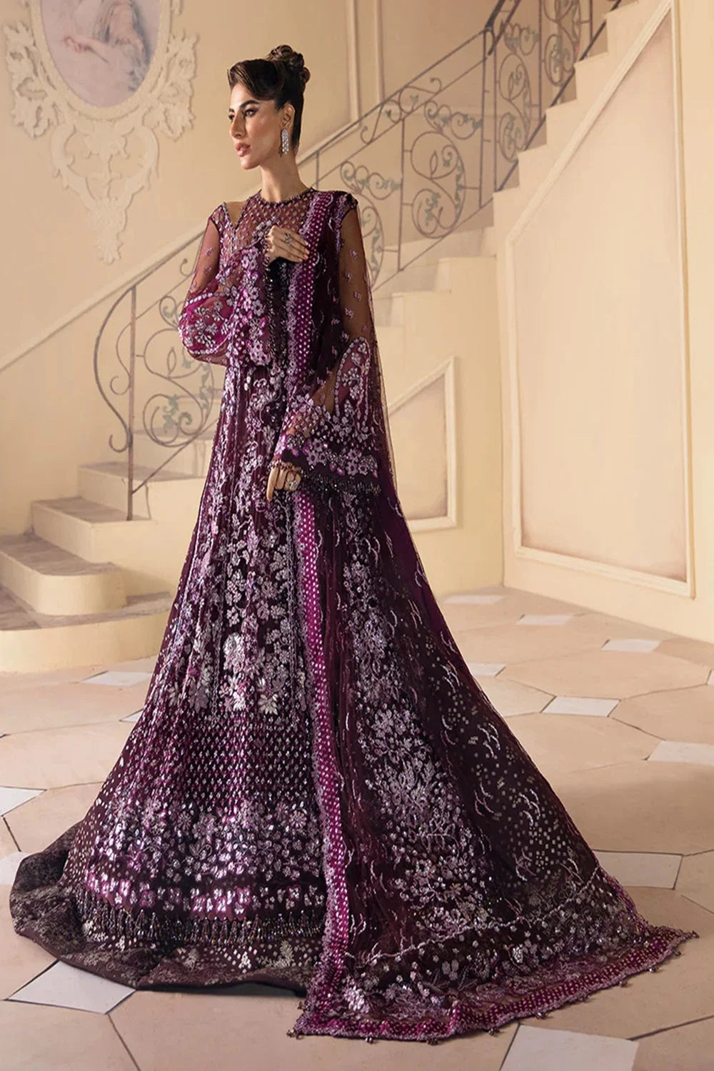 Handmade Magenta Purple Anarkali Maxi