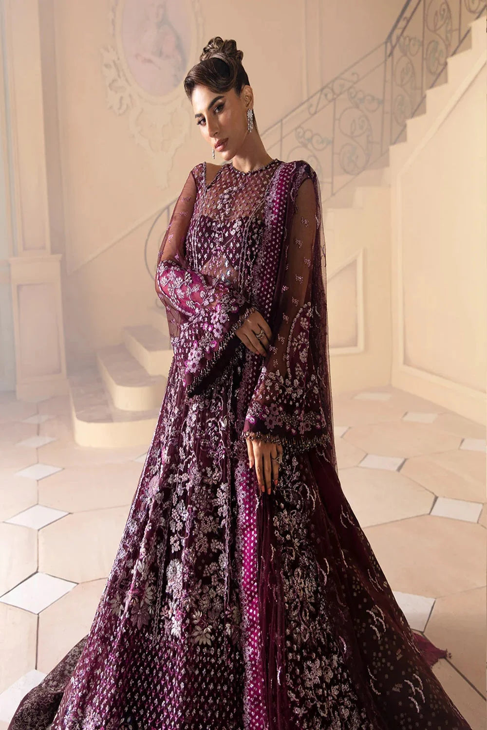 Handmade Magenta Purple Anarkali Maxi