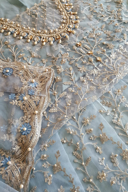 Ice Blue Handmade Lehenga Choli / Anarkali Maxi