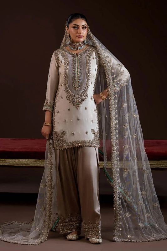 Hand Embroidered Pure Glass Silk Suit