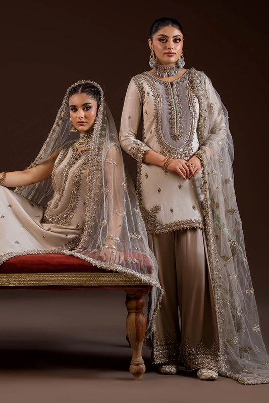Hand Embroidered Pure Glass Silk Suit